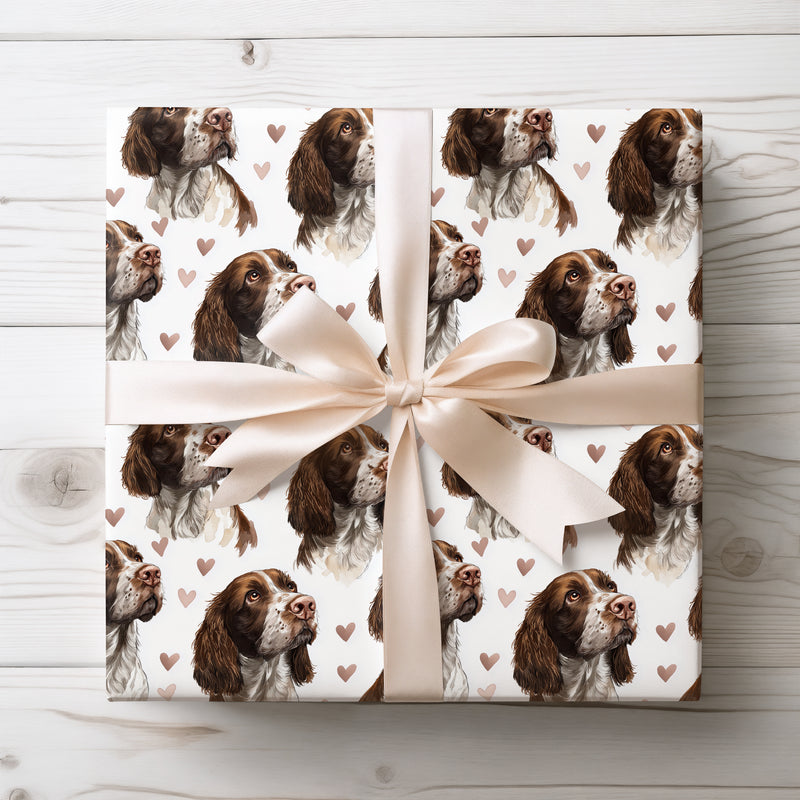 Velvetheart Watch – English Springer Spaniel watercolor hearts wrapping paper
