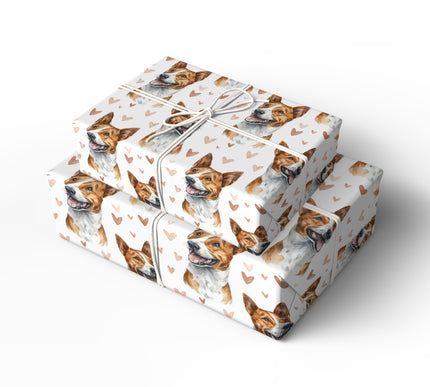 Copperheart Muse – Basenji watercolor hearts wrapping paper