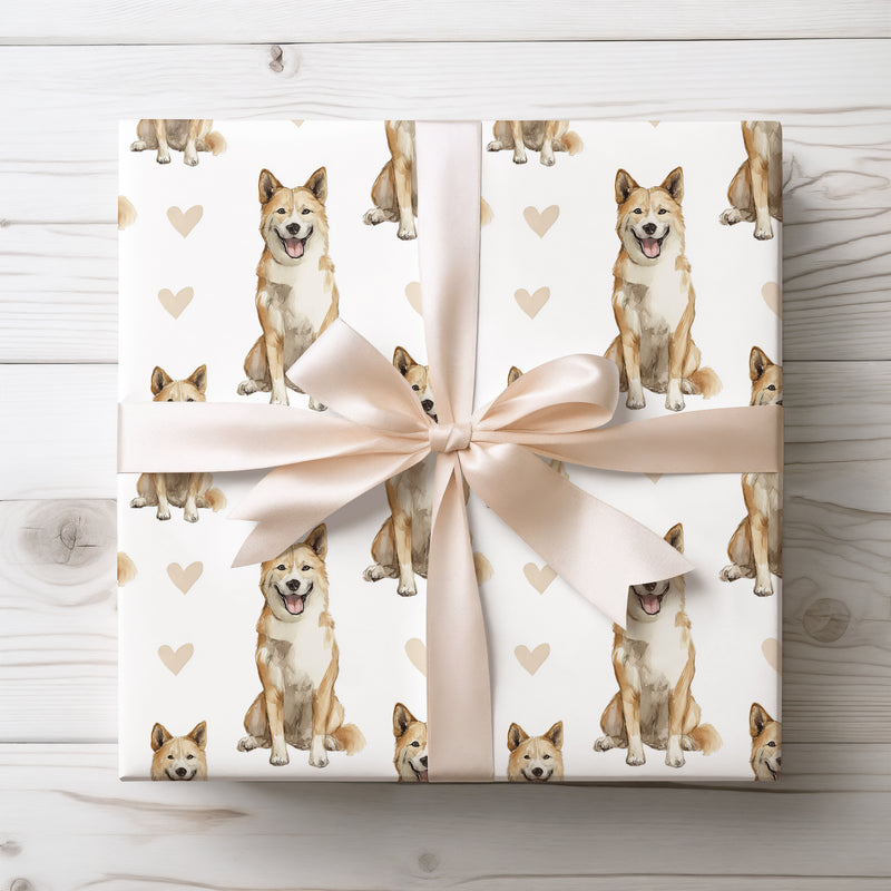 Golden Oath – Romantic American Akita Sitting wrapping paper