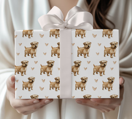 Golden Whisker Joy – Norfolk Terrier love wrapping paper