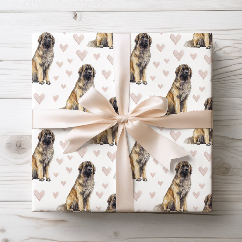 Heart of the Giant – Leonberger love watercolor wrapping paper