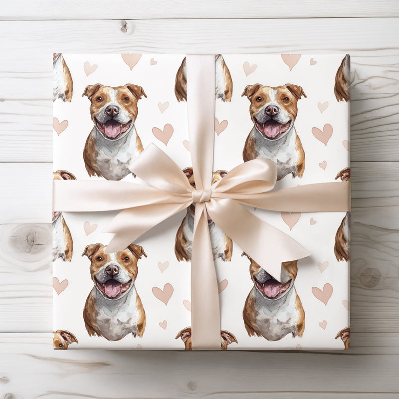 Heartbound Titan – Romantic American Bully Portrait wrapping paper