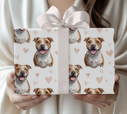 Heartbound Titan – Romantic American Bully Portrait wrapping paper
