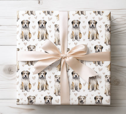 Delicate watercolor Pyrenean Shepherd wrapping paper featuring charming hand-painted Pyrenean Shepherd dogs with soft heart accents. Perfect for Pyrenean Shepherd lovers, dog moms and dog dads, birthdays, Valentine’s Day, and heartfelt occasions. Premium seamless Pyrenean Shepherd dog wrapping paper designed to make every gift feel personal and warm. 