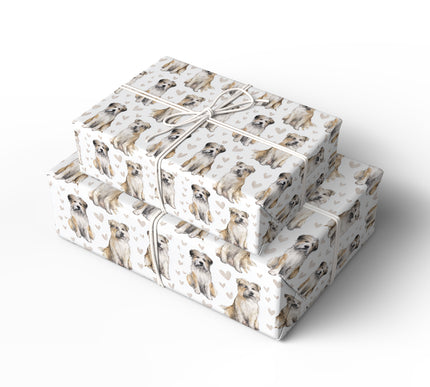 Heartbound Wanderer – Pyrenean Shepherd Love Hearts wrapping paper