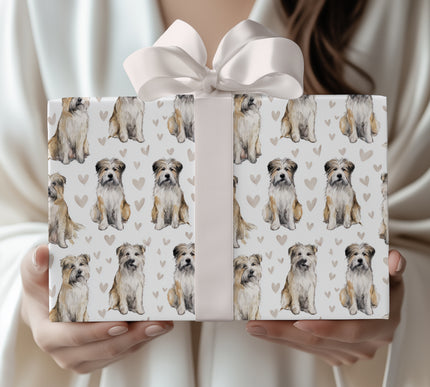 Heartbound Wanderer – Pyrenean Shepherd Love Hearts wrapping paper