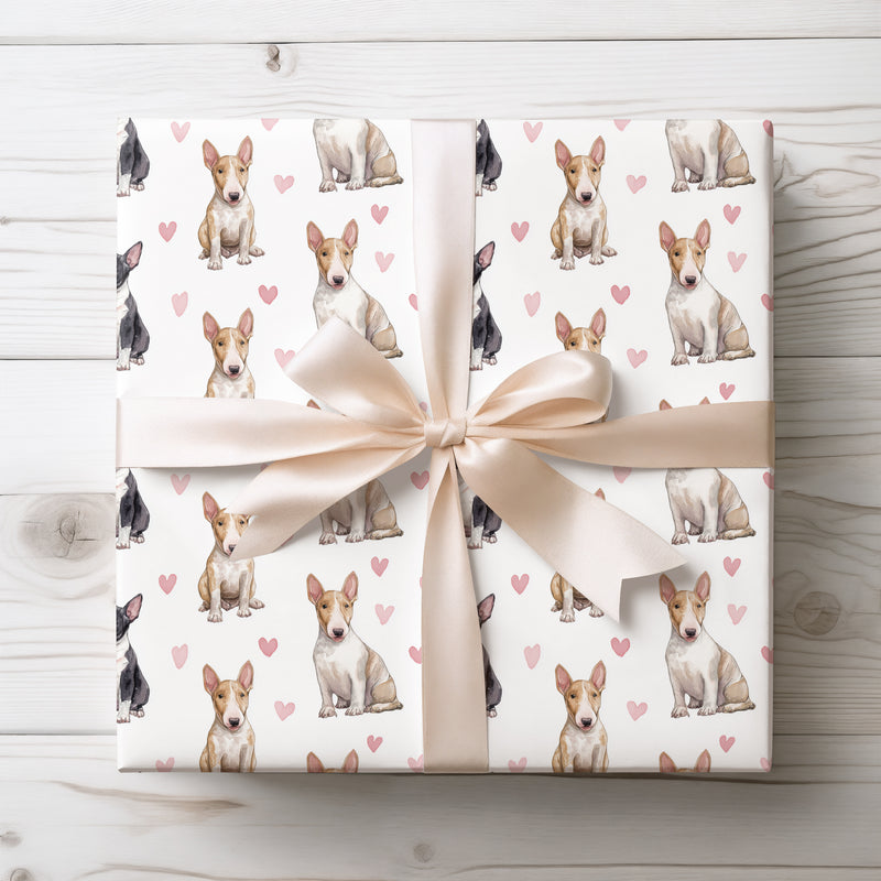 Heartpup Vale – Miniature Bull Terrier love wrapping paper