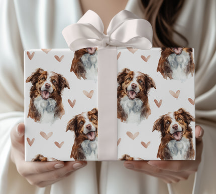 Hearttrail Glow – Australian Shepherd wrapping paper
