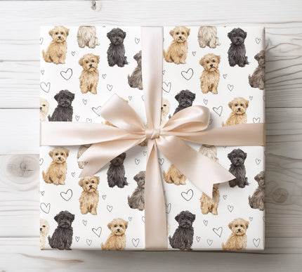 Beautiful watercolor Yorkipoo wrapping paper with delicate heart details on a clean white background. Ideal for dog moms, dog dads, birthdays, and romantic gifts. Seamless, high-resolution Yorkipoo wrapping paper that adds a personal and loving touch to any present.
