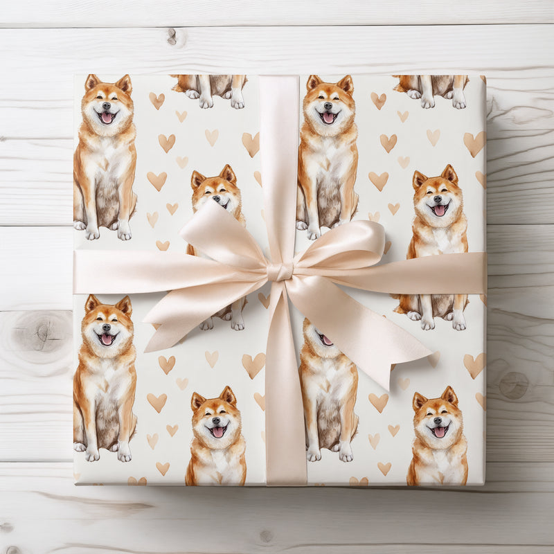 Honeyheart Sentinel – Romantic Akita Inu Sitting wrapping paper