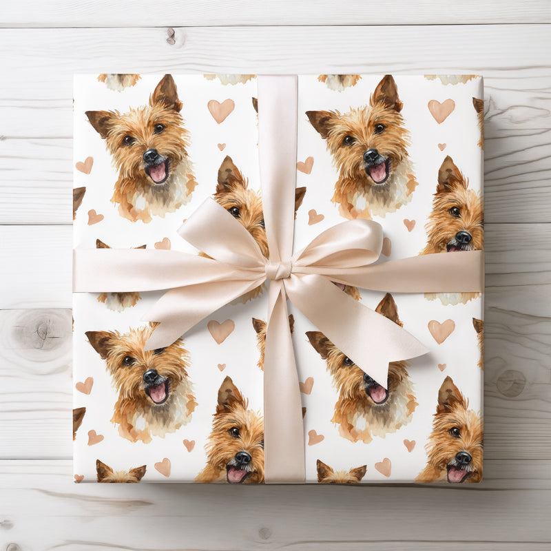 Honeytail Affection – Australian Terrier watercolor hearts wrapping paper