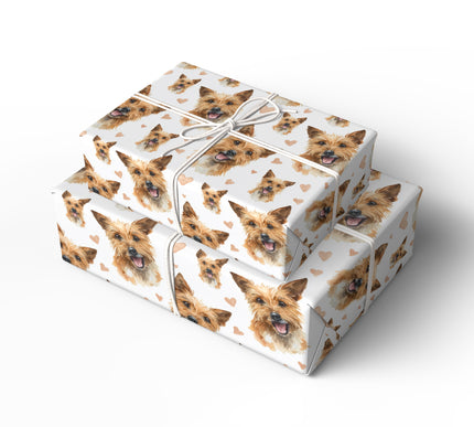 Honeytail Affection – Australian Terrier watercolor hearts wrapping paper