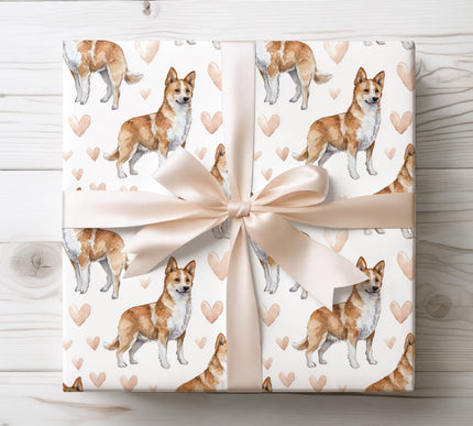 Soft watercolor Norwegian Lundehund wrapping paper featuring realistic hand-painted dog illustrations with gentle heart accents. Perfect for Norwegian Lundehund lovers, dog parents, birthdays, Valentine’s Day, and meaningful gifting. Premium seamless Norwegian Lundehund wrapping paper that adds warmth, charm, and a truly special touch to every present. 