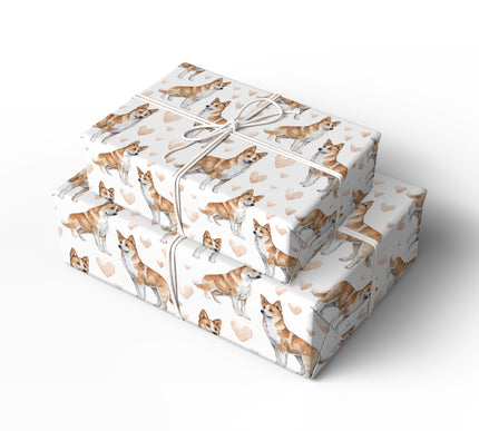 Nordic Heartstep – Norwegian Lundehund love wrapping paper