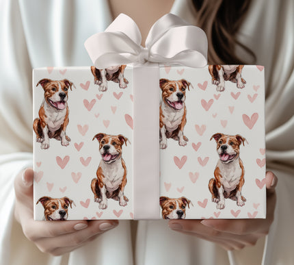 Rosy Pawtide – Australian Bulldog hearts wrapping paper