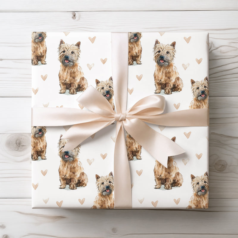 Rustic Heartstep – Cairn Terrier love wrapping paper