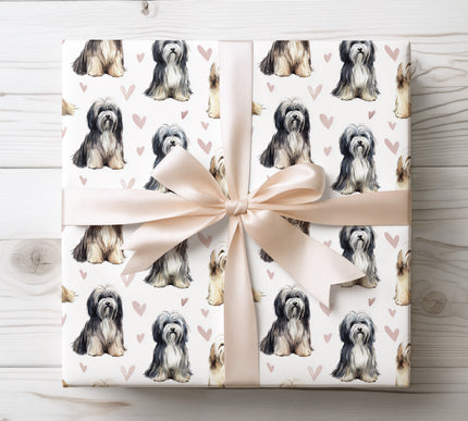 Delicate Löwchen wrapping paper featuring realistic watercolor illustrations of the Löwchen dog with soft pastel heart accents. Perfect for Löwchen lovers and dog-themed gifts, ideal for birthdays, Valentine’s Day, holidays, and special moments. Premium seamless wrapping paper designed for elegant, gentle, and heartfelt gift presentation. 