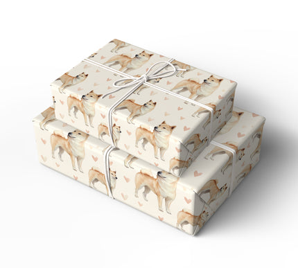 Soft Ember – Korean Jindo Dog Love Pattern wrapping paper