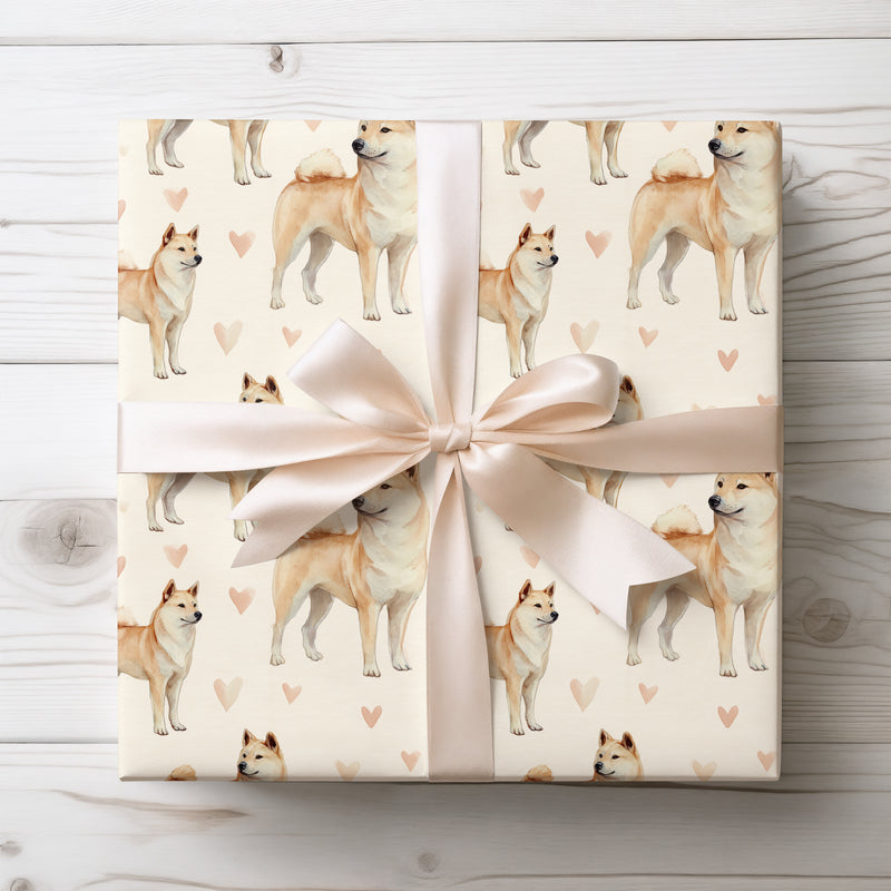 Soft Ember – Korean Jindo Dog Love Pattern wrapping paper
