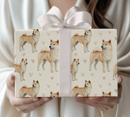 Soft Ember – Korean Jindo Dog Love Pattern wrapping paper