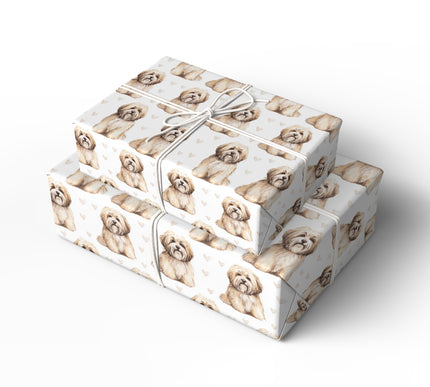 Soft Linen Paw – Lhasa Apso Love Pattern wrapping paper