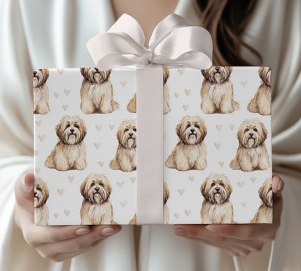 Soft Linen Paw – Lhasa Apso Love Pattern wrapping paper