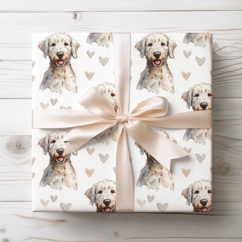 Softcloud Love – Bedlington Terrier watercolor hearts wrapping paper