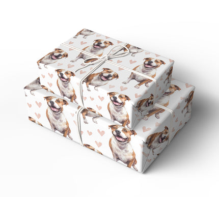 Softguard Joy – Romantic American Bulldog Sitting wrapping paper