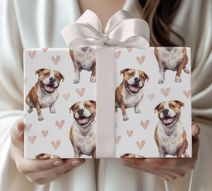 Softguard Joy – Romantic American Bulldog Sitting wrapping paper