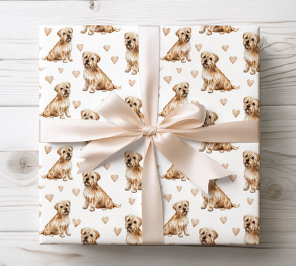 Beautiful watercolor Norfolk Terrier wrapping paper with detailed hand-painted dog portraits and gentle heart motifs. Ideal for Norfolk Terrier owners, dog lovers, birthdays, Valentine’s Day, and special occasions. High-quality seamless Norfolk Terrier wrapping paper that makes every gift feel personal, cozy, and full of love. 