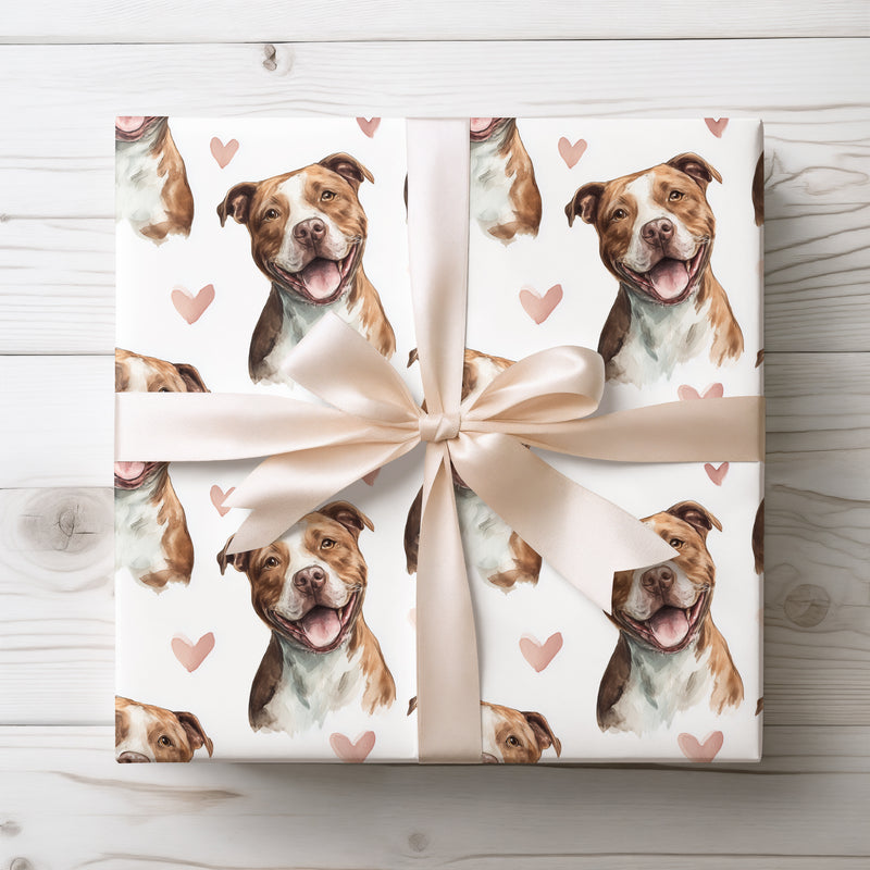Tender Bravestone – Romantic American Staffordshire Terrier Portrait wrapping paper