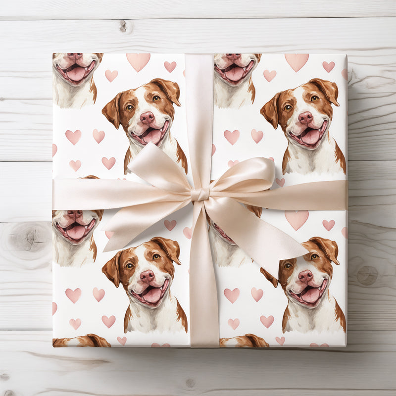 Tender Valor – Romantic American Bulldog Portrait wrapping paper