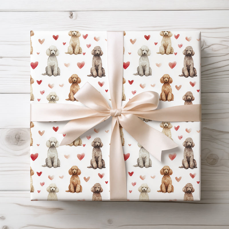 Velvet Curl Bliss – Poodle Love Hearts wrapping paper