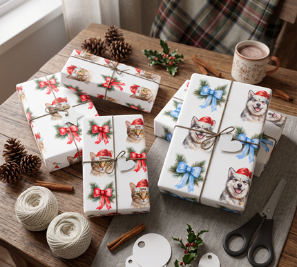 Evergreen Paws - Personalized Christmas Pet Wrapping Paper