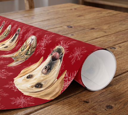 Personalized Pet Christmas Wrapping Paper, Custom Dog or Cat Photo Gift Wrap