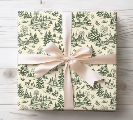 Evergreen Village - Vintage Winter Wonderland Wrapping Paper