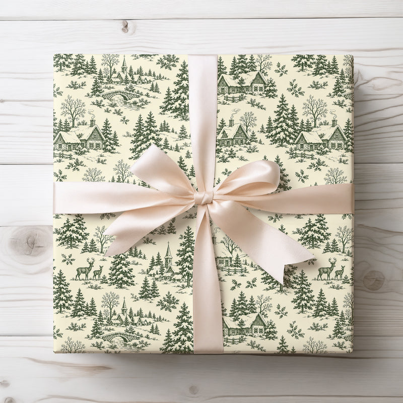 Evergreen Village - Vintage Winter Wonderland Wrapping Paper