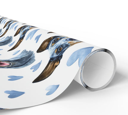 Bluejoy Meadow – Blue Lacy Love Hearts wrapping paper