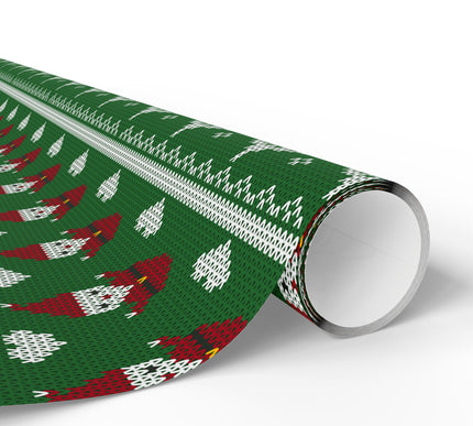 Jorvik – Green Christmas Wrapping Paper with Santa and Ornaments