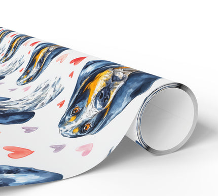 Houndmoon Affection – Bluetick Coonhound Love Hearts wrapping paper