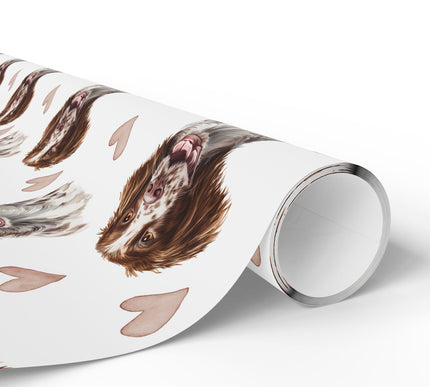 Featherlove Spaniel – American Water Spaniel watercolor hearts wrapping paper