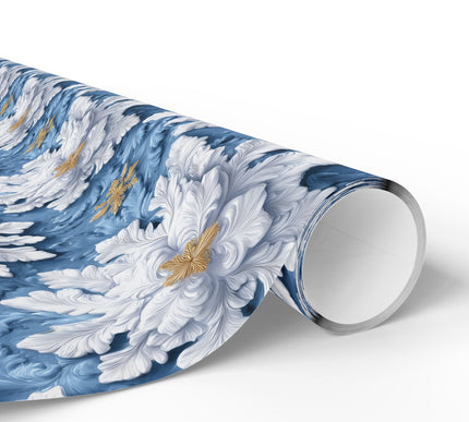 Silvergild Acanthus Snow - Snowflake Embossed Pattern Wrapping Paper