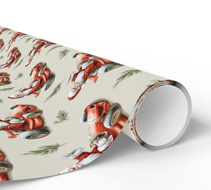 JingleKart – Santa in a Red Race Car Wrapping Paper