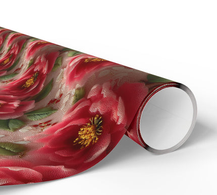 Petals of Elegance - Luxurious 3D Floral Lace Fantasy Wrapping Paper