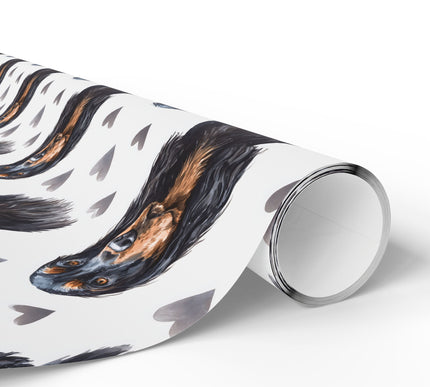 Ashenheart Poise – Gordon Setter watercolor hearts wrapping paper