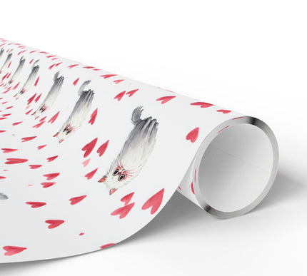 Rosefur Darling – Fluffy Persian Cat with Pink Hearts wrapping paper