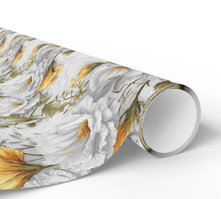Golden Blossoms - Elegant white and yellow flowers with a vintage touch Wrapping paper