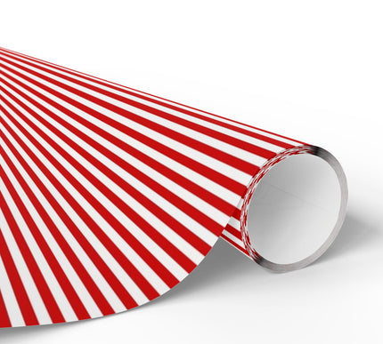 Crimson Peppermint - Red and White Stripe Pattern Wrapping Paper