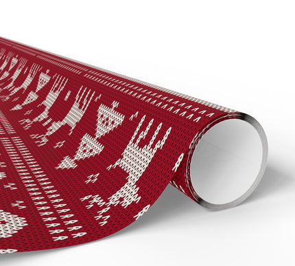 Bring timeless Christmas tradition with Nordic Hearth, a red knit reindeer wrapping paper inspired by cozy Nordic sweaters. Ideal for festive gift-giving, family gatherings, or rustic winter themes. Available in glossy or matte finishes for a perfect holiday presentation. 