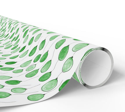 Minty Lift – Hand-Painted Green Balloon Pattern wrapping paper